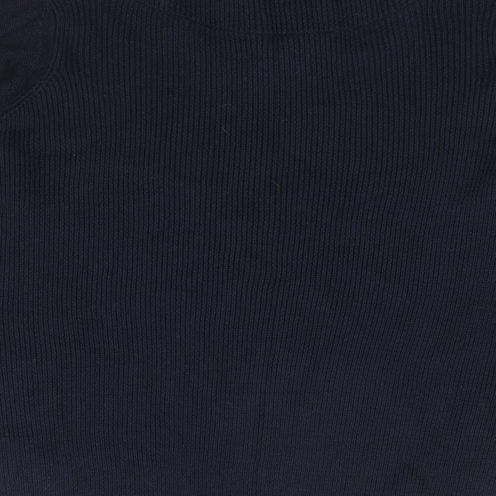 Per Una Womens Blue Collared Cotton Pullover Jumper Size 16