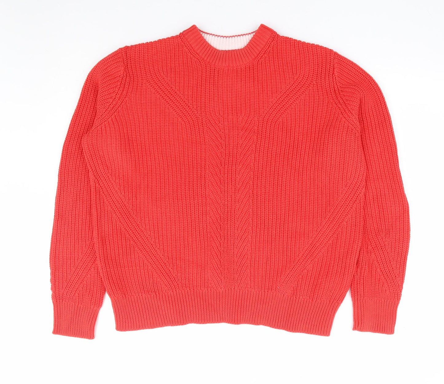 Marks and Spencer Womens Red Round Neck 100% Cotton Pullover Jumper Size M