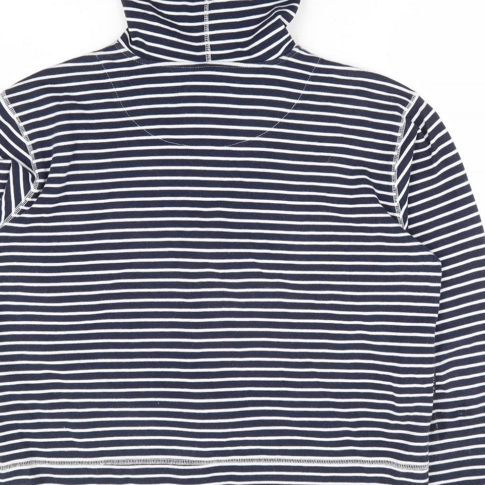 Joules Womens Blue Striped 100% Cotton Full Zip Hoodie Size M Zip - Contrast Stitch Detail