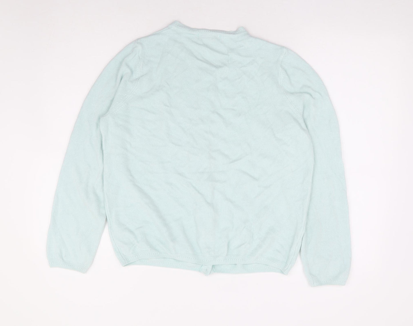Marks and Spencer Womens Blue Round Neck Acrylic Cardigan Jumper Size 16
