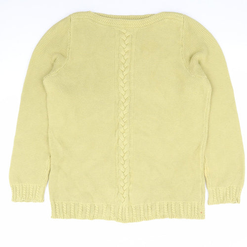 Bonmarché Womens Yellow Boat Neck 100% Cotton Pullover Jumper Size 12
