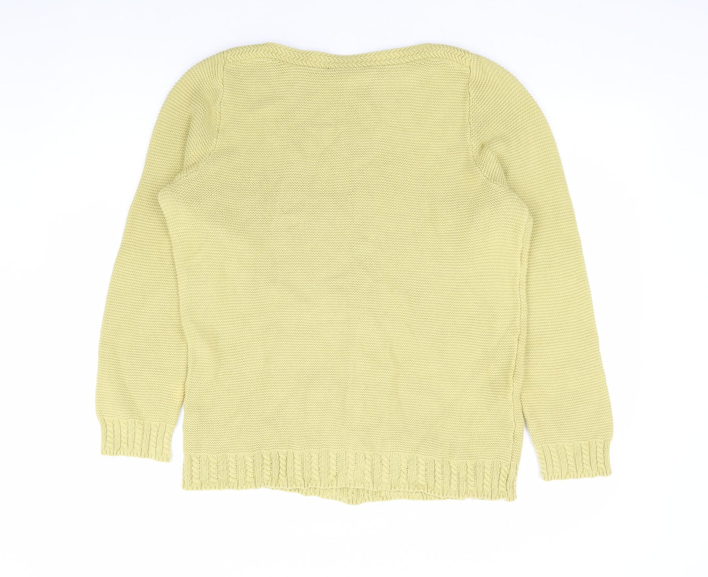 Bonmarché Womens Yellow Boat Neck 100% Cotton Pullover Jumper Size 12