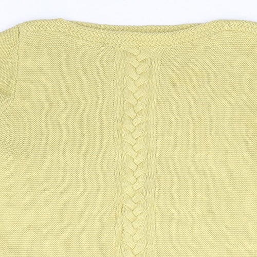 Bonmarché Womens Yellow Boat Neck 100% Cotton Pullover Jumper Size 12