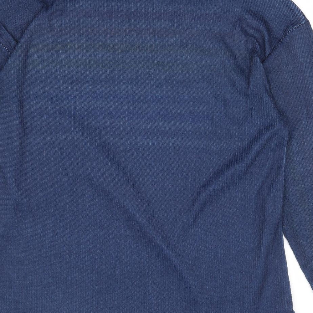 Luukse Womens Blue Striped Polyester Jersey T-Shirt Size XL Mock Neck - Rainbow