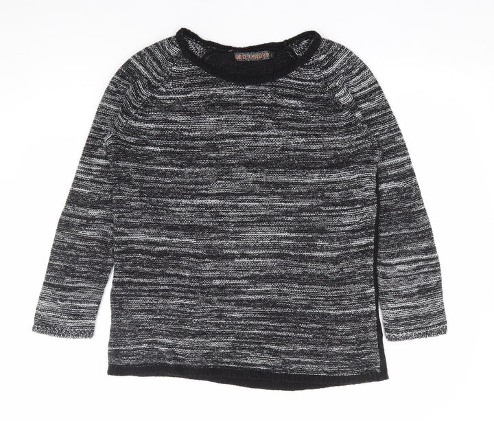 QED London Womens Black Round Neck Acrylic Pullover Jumper Size L