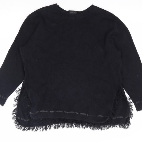 Topshop Womens Black 100% Cotton Pullover Sweatshirt Size 12 Pullover