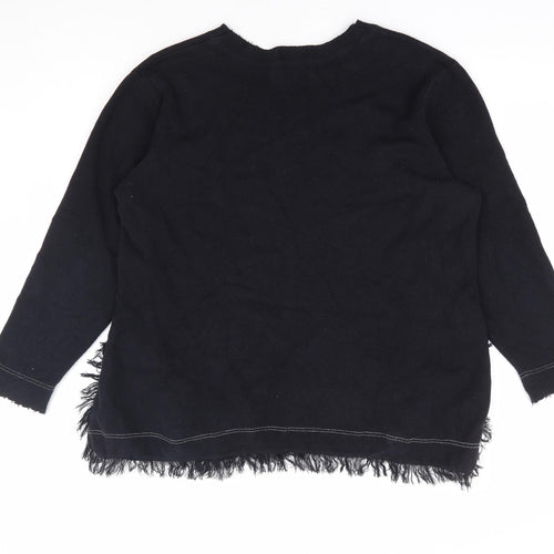 Topshop Womens Black 100% Cotton Pullover Sweatshirt Size 12 Pullover