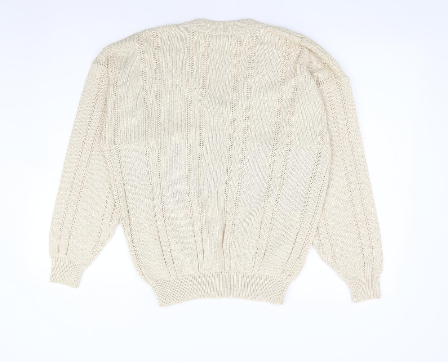 St Bernard Mens Beige V-Neck Argyle/Diamond Acrylic Pullover Jumper Size S