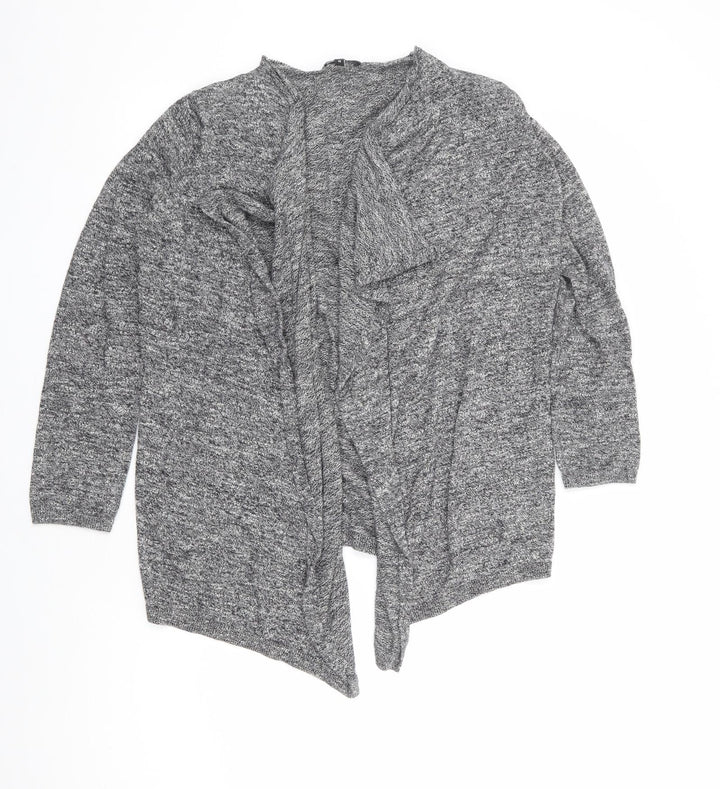 New Look Womens Grey V-Neck 100% Cotton Cardigan Jumper Size 12 - Waterfall Design