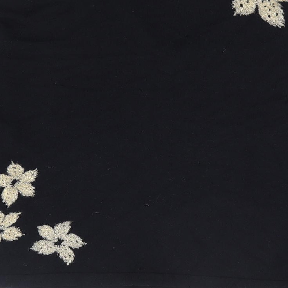 Klass Womens Black V-Neck Floral Viscose Pullover Jumper Size L