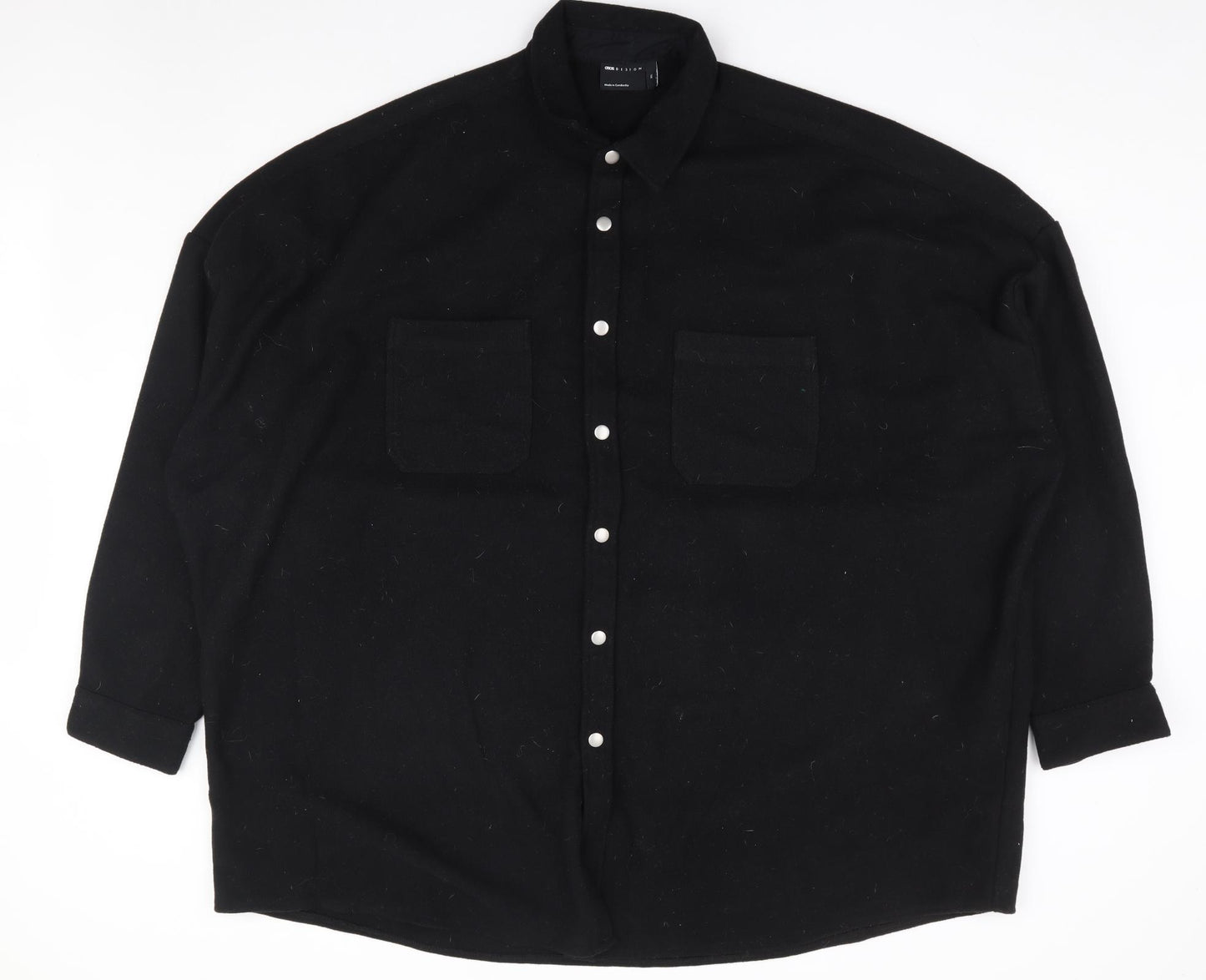 ASOS Mens Black Jacket Size 2XL Snap - Shacket