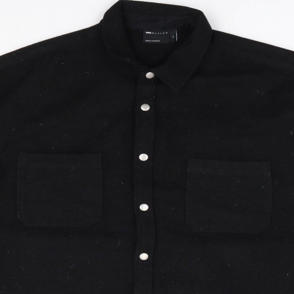 ASOS Mens Black Jacket Size 2XL Snap - Shacket