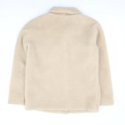 Primark Womens Beige Jacket Size 12 Button - Teddy Shacket