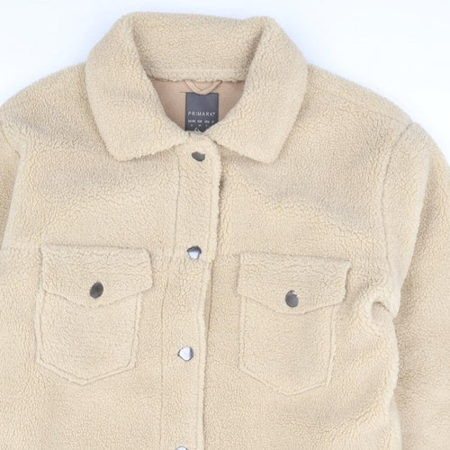 Primark Womens Beige Jacket Size 12 Button - Teddy Shacket