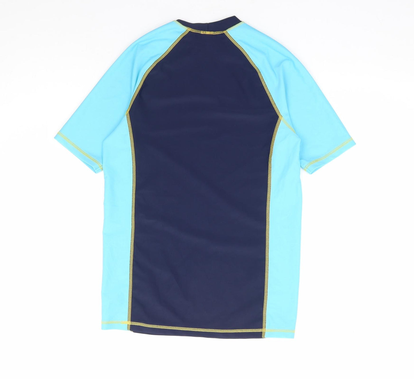 Marks and Spencer Boys Blue Polyamide Basic T-Shirt Size 13-14 Years Crew Neck Pullover - Rash Guard