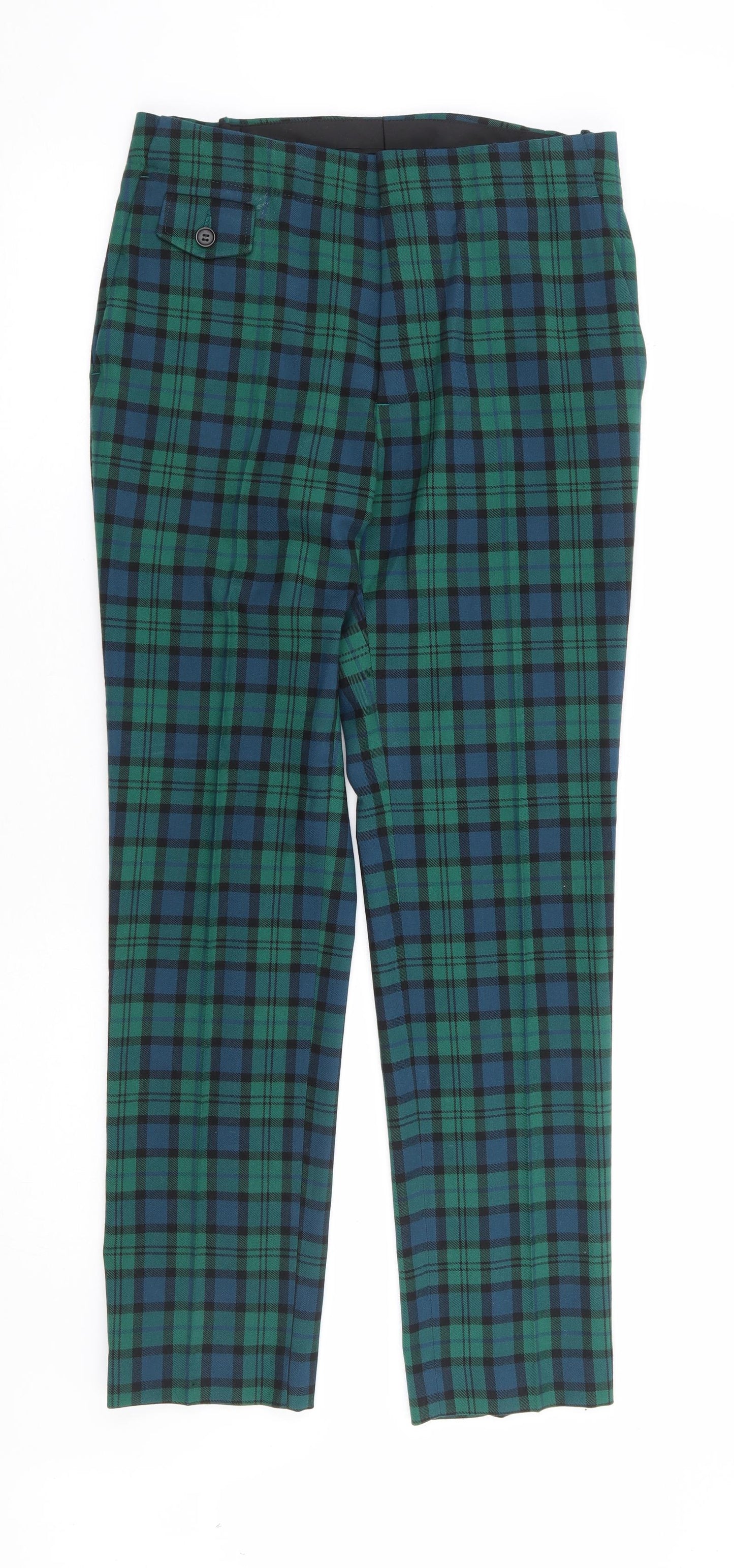 ASOS Mens Green Plaid Polyester 3 Piece Suit Size 36