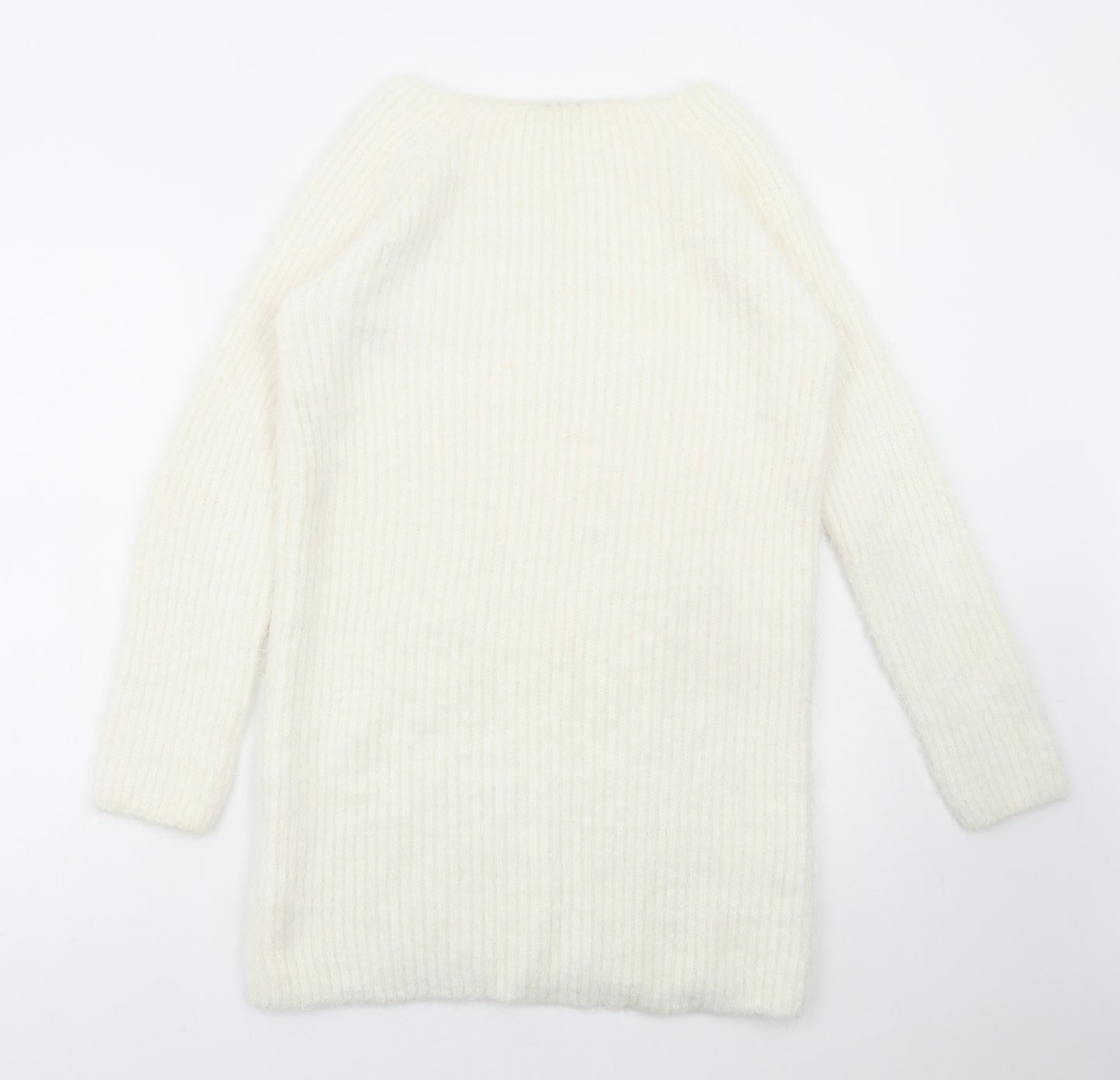 Select Womens White Boat Neck Acrylic Pullover Jumper Size 14