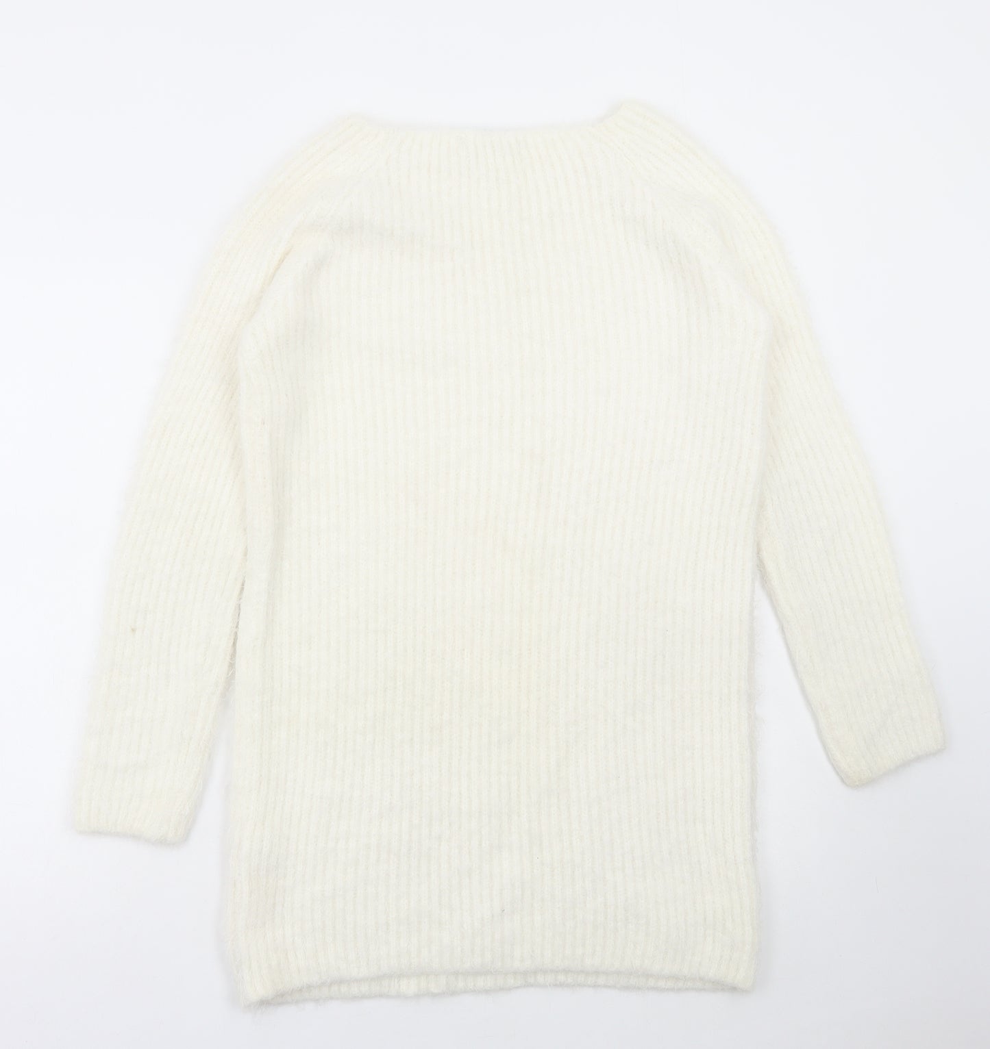 Select Womens White Boat Neck Acrylic Pullover Jumper Size 14