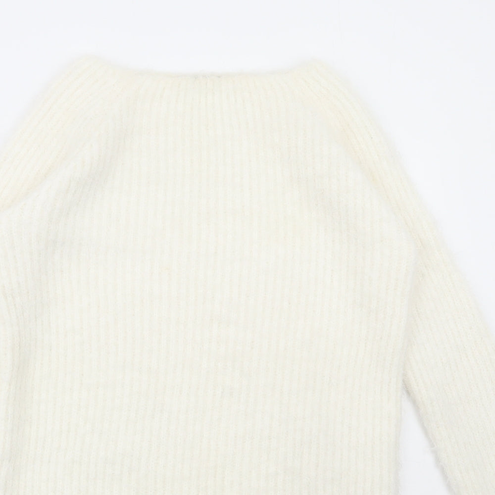Select Womens White Boat Neck Acrylic Pullover Jumper Size 14