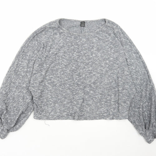 SheIn Womens Grey Scoop Neck Polyester Pullover Jumper Size L