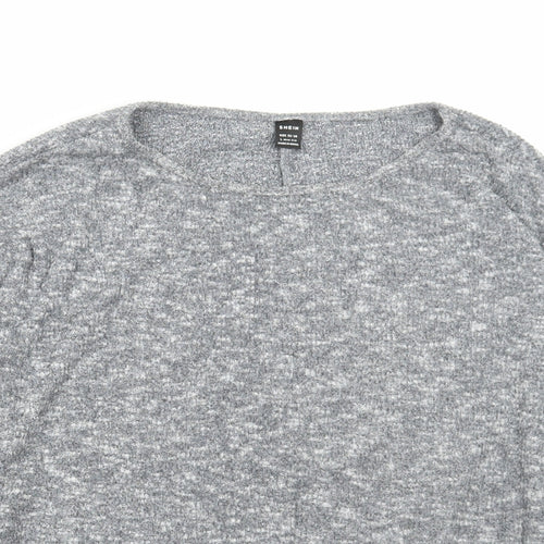 SheIn Womens Grey Scoop Neck Polyester Pullover Jumper Size L