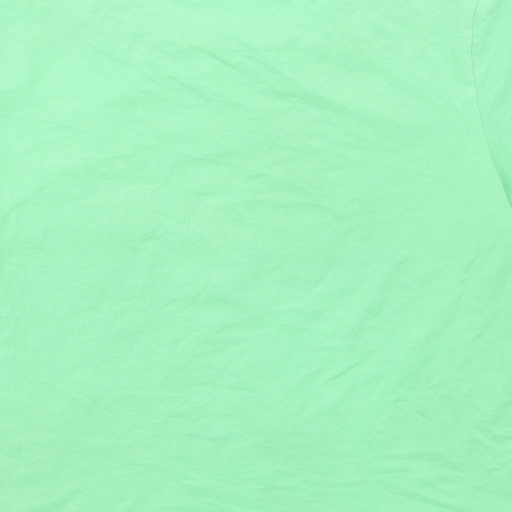 Primark Womens Green Cotton Cropped T-Shirt Size M Round Neck - Take it easy