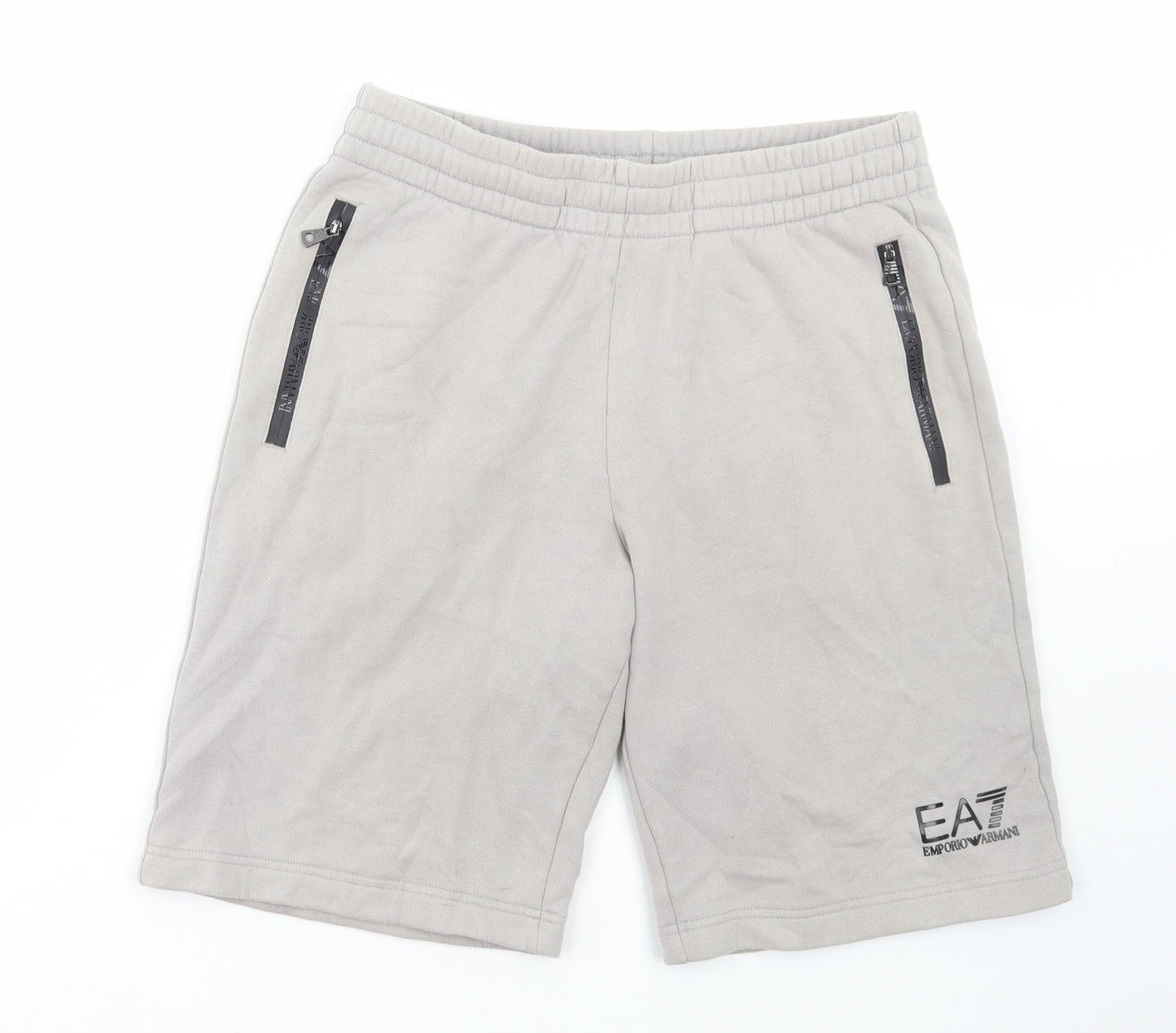 Emporio Armani Mens Grey Cotton Sweat Shorts Size M L10 in Regular Drawstring