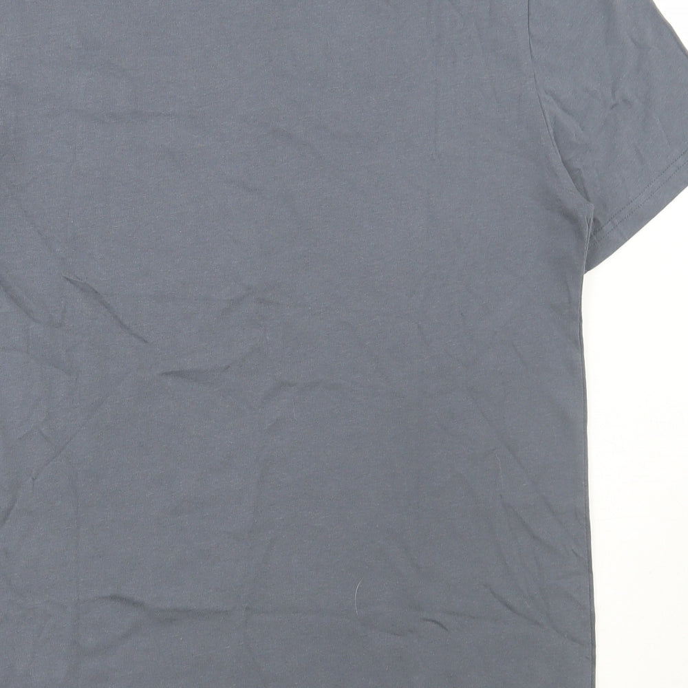 F&F Mens Grey Cotton T-Shirt Size M Round Neck