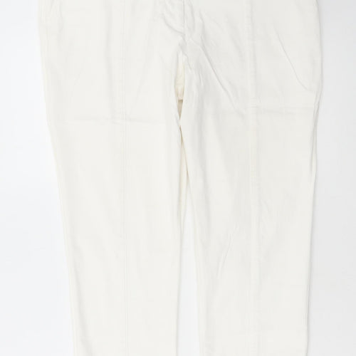 Preworn Womens White Polyester Trousers Size 38 in L27 in Regular Zip
