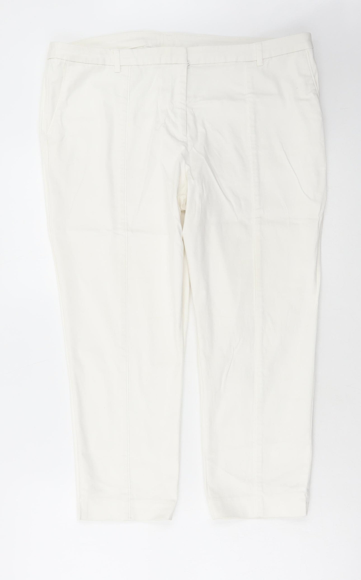 Preworn Womens White Polyester Trousers Size 38 in L27 in Regular Zip
