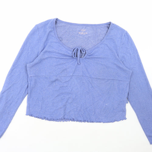 Primark Womens Blue V-Neck Viscose Pullover Jumper Size L - Lounge