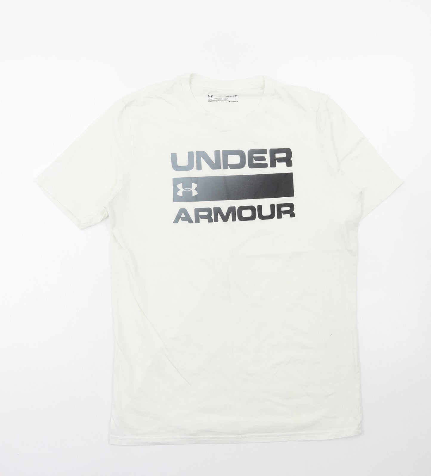 Under armour Mens White Polyester T-Shirt Size S Round Neck
