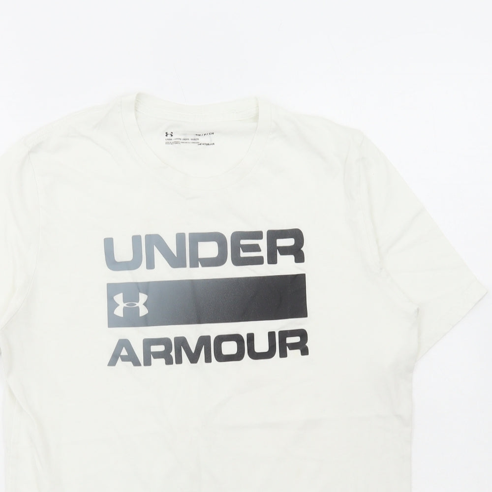 Under armour Mens White Polyester T-Shirt Size S Round Neck