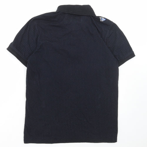 D555 Mens Black Polka Dot Cotton Polo Size S Collared Button