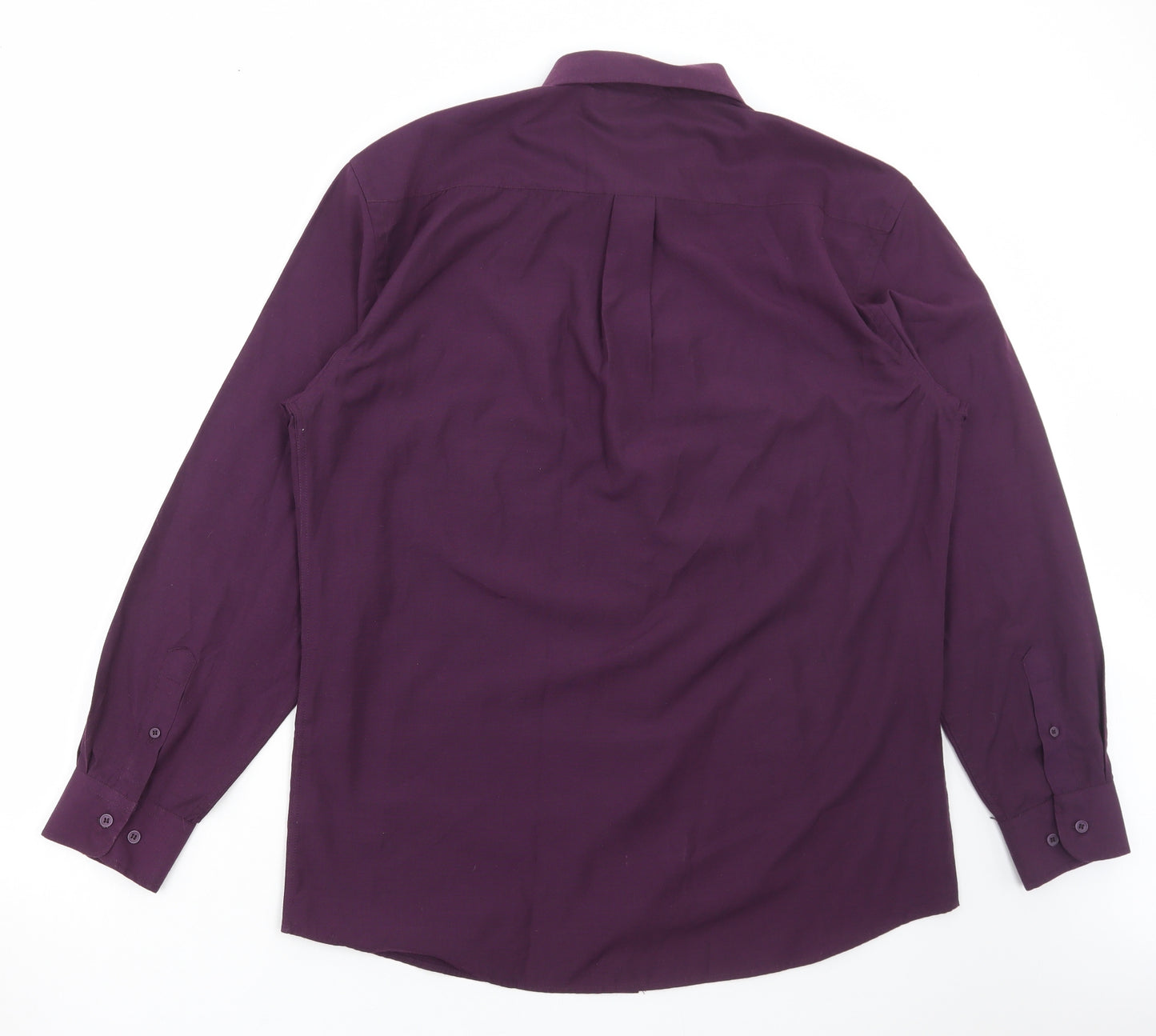Dunnes Stores Mens Purple Polyester Dress Shirt Size 16.5 Collared Button