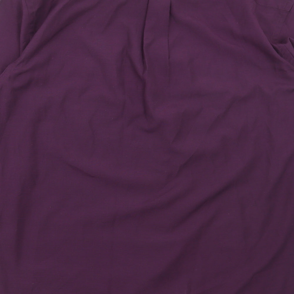 Dunnes Stores Mens Purple Polyester Dress Shirt Size 16.5 Collared Button