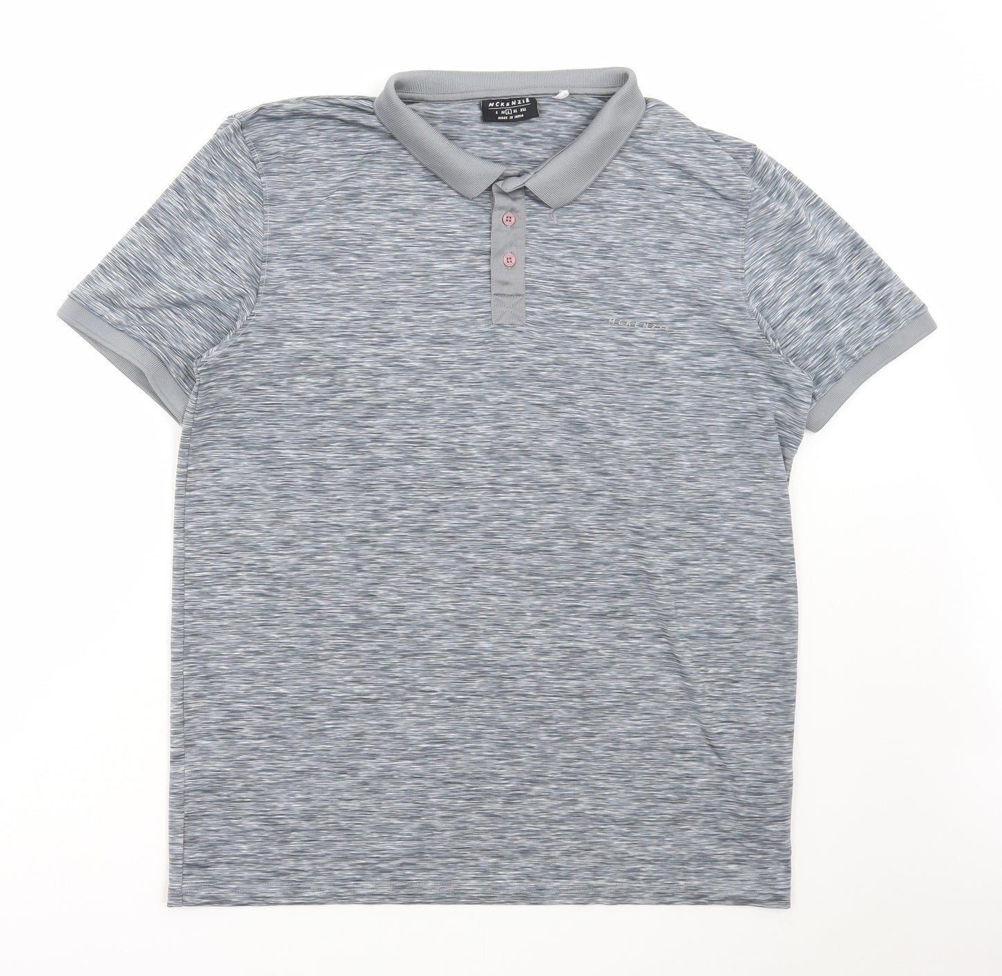 McKenzie Mens Grey Polyester Polo Size L Collared Button