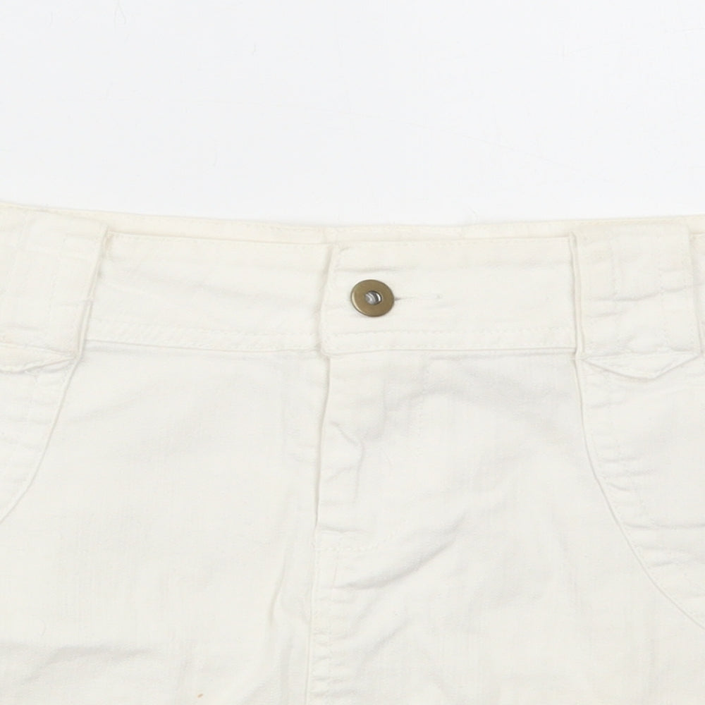 Denim & Co. Womens White Cotton Mini Skirt Size 14 Zip