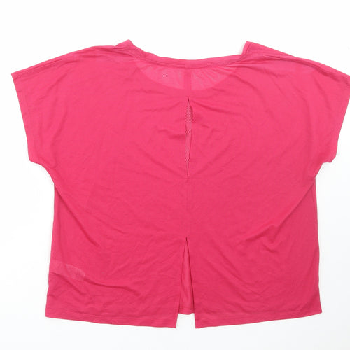 Marks and Spencer Womens Pink Polyester Basic T-Shirt Size 14 Round Neck