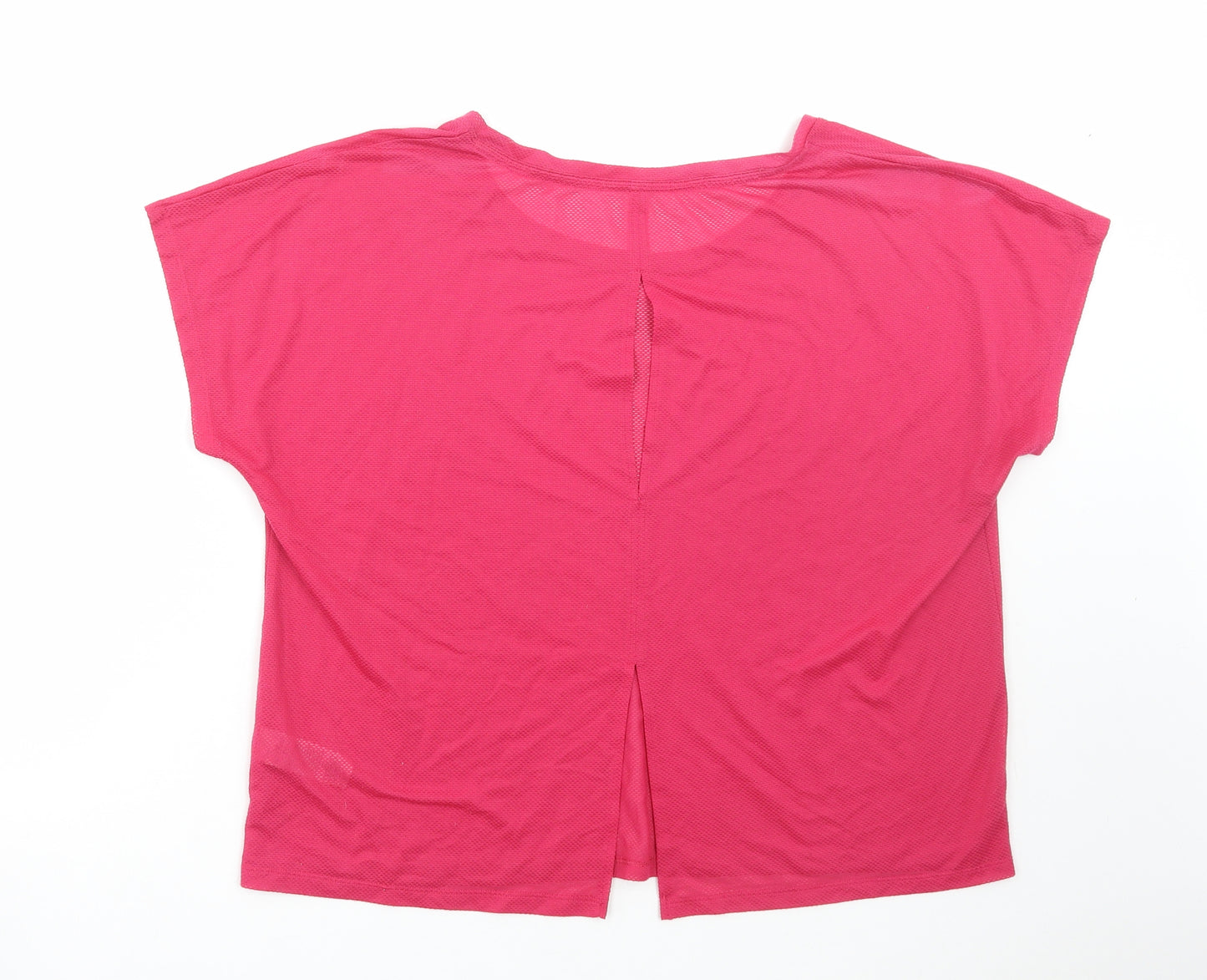Marks and Spencer Womens Pink Polyester Basic T-Shirt Size 14 Round Neck