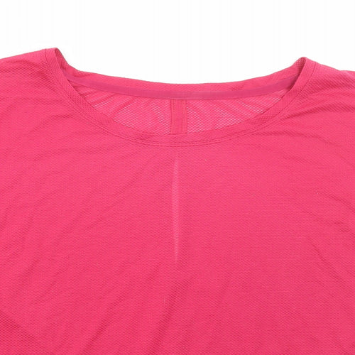 Marks and Spencer Womens Pink Polyester Basic T-Shirt Size 14 Round Neck