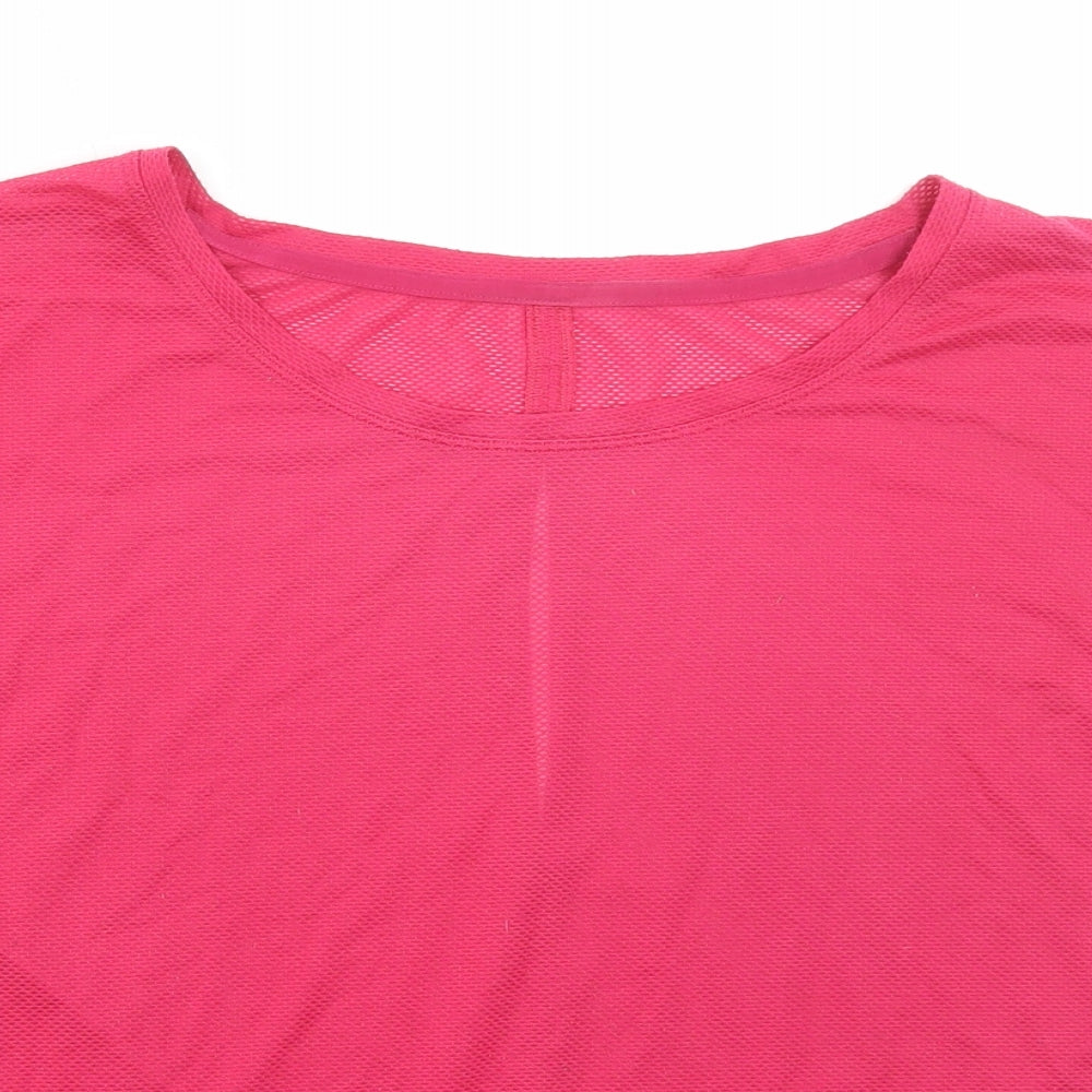 Marks and Spencer Womens Pink Polyester Basic T-Shirt Size 14 Round Neck