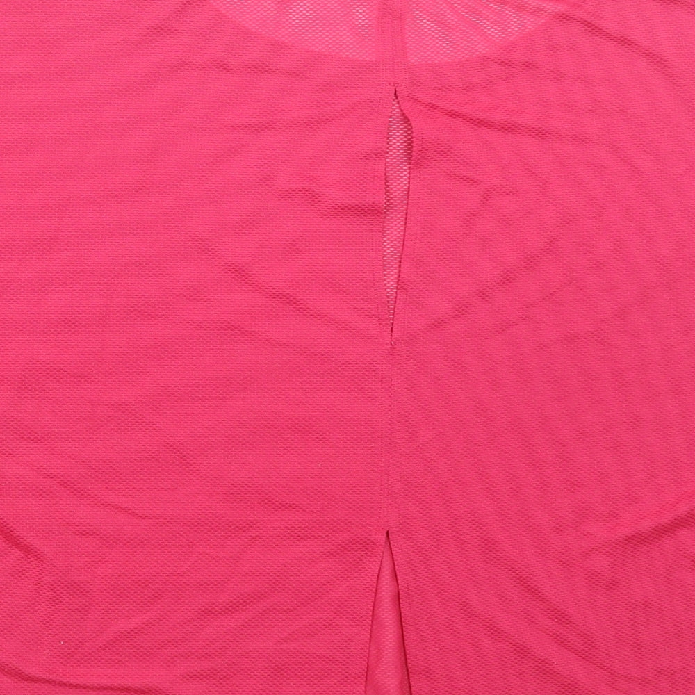 Marks and Spencer Womens Pink Polyester Basic T-Shirt Size 14 Round Neck