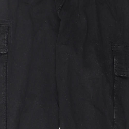 Primark Mens Black Cotton Cargo Trousers Size XL L28 in Regular Drawstring