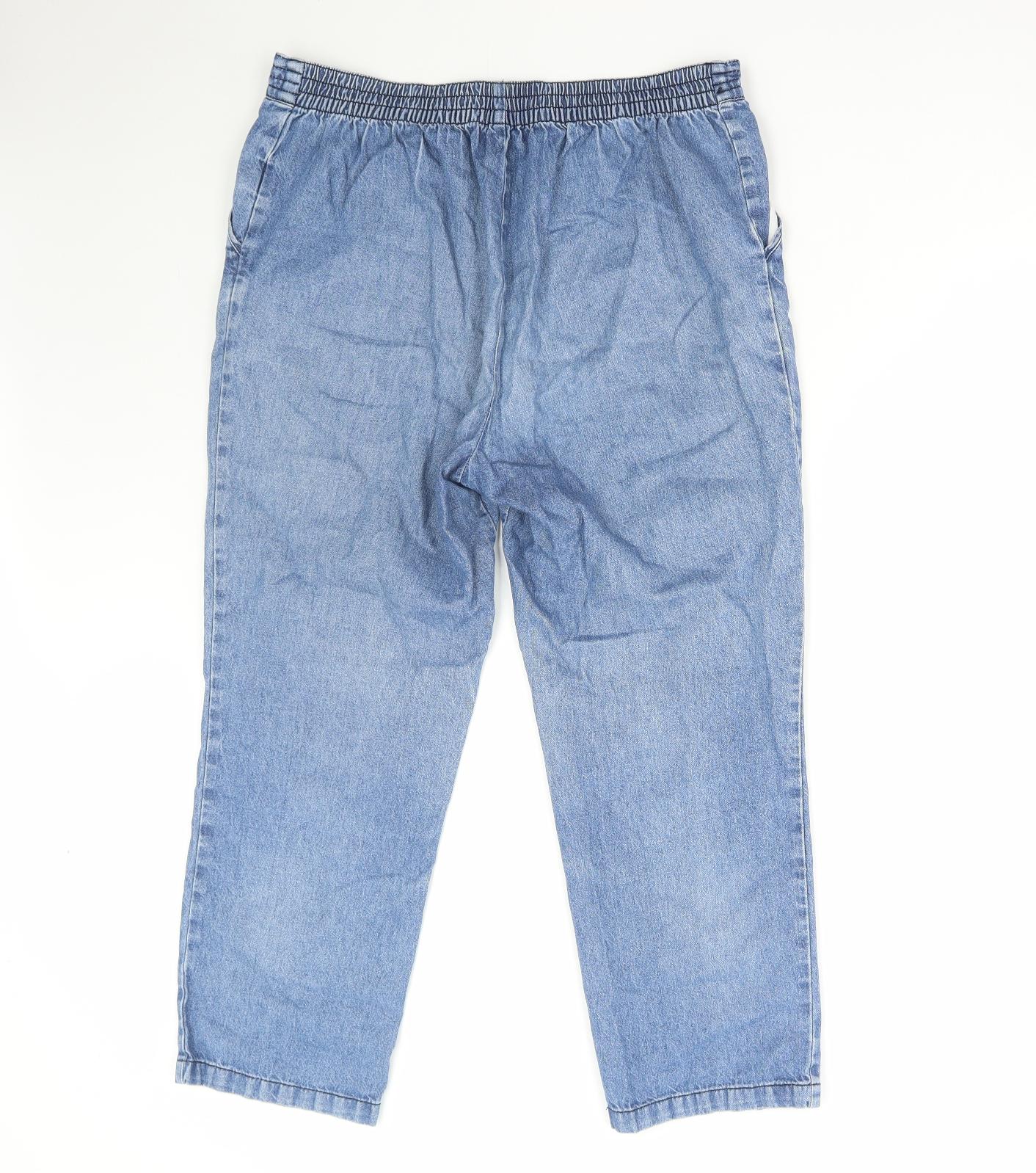 Marks and Spencer Womens Blue Cotton Cropped Jeans Size 14 L26 in Regular