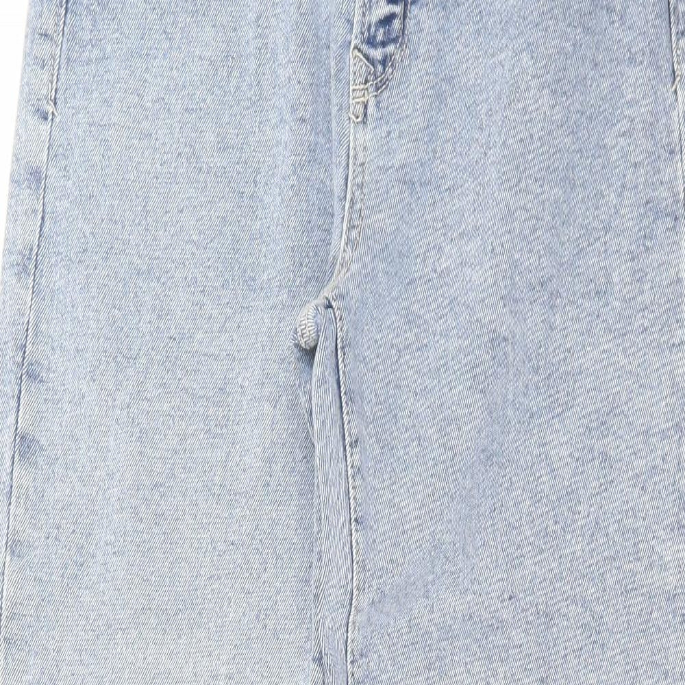 Stradivarius Womens Blue Cotton Mom Jeans Size 10 L28 in Regular Zip