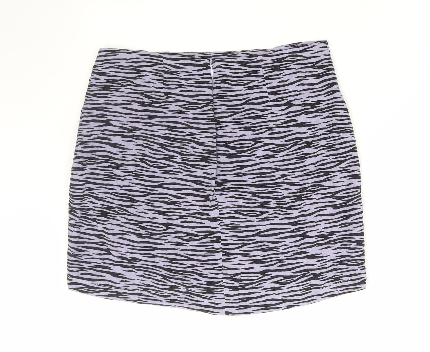 Pull Womens Purple Animal Print Viscose Mini Skirt Size M Zip