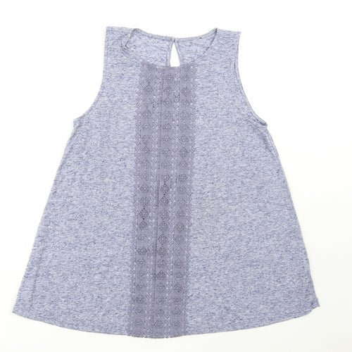 F&F Womens Blue Polyester Basic Tank Size 12 Round Neck