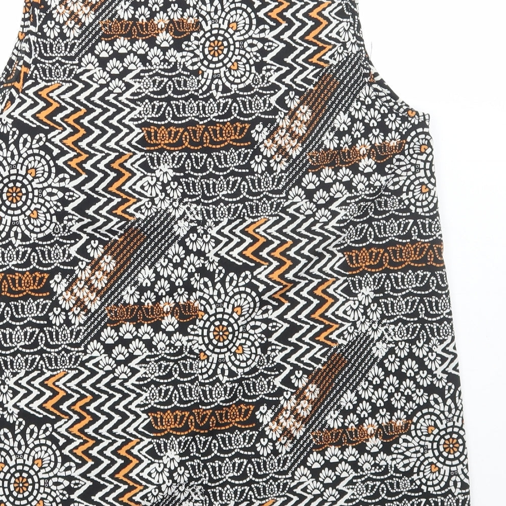 PEP&CO Womens Black Geometric Polyester Basic Tank Size 14 Round Neck