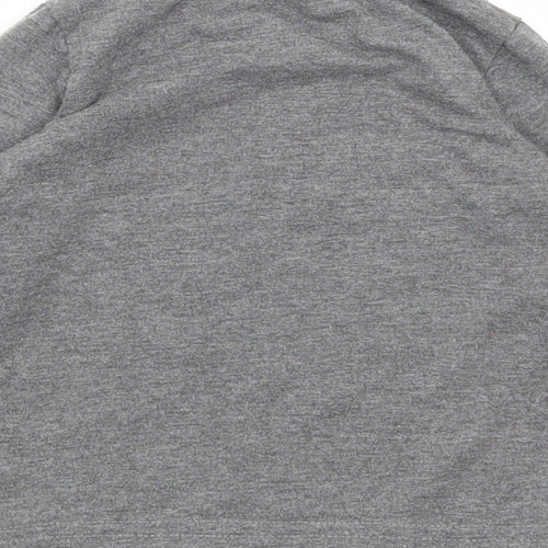 Preworn Boys Grey Cotton Basic T-Shirt Size 12 Months Round Neck Button - Small gang